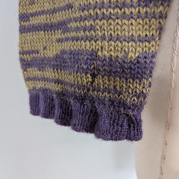 SOL Baby Alpaca Pullover Sweater L Purple Yellow Fair Isle Bow Scoop Soft Bow - Picture 8 of 13